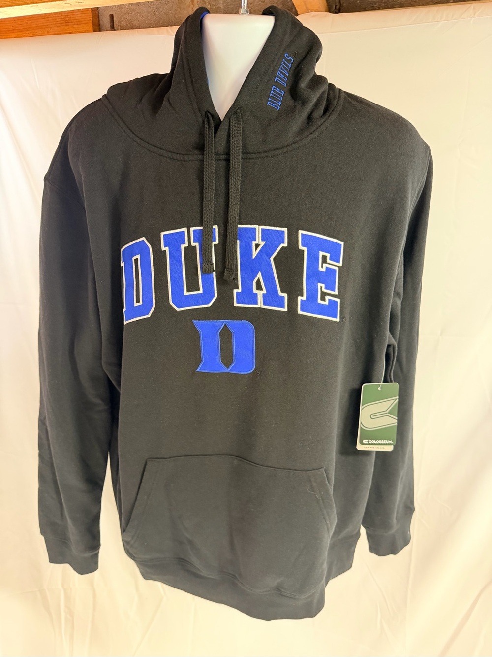 Colosseum Black Hoodie with Blue Duke Lettering